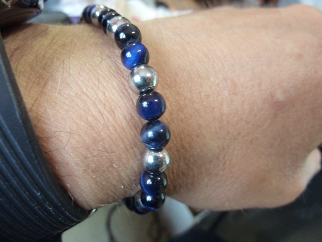 Bracelet oeil de faucon,hématite Perles rondes 6 mm