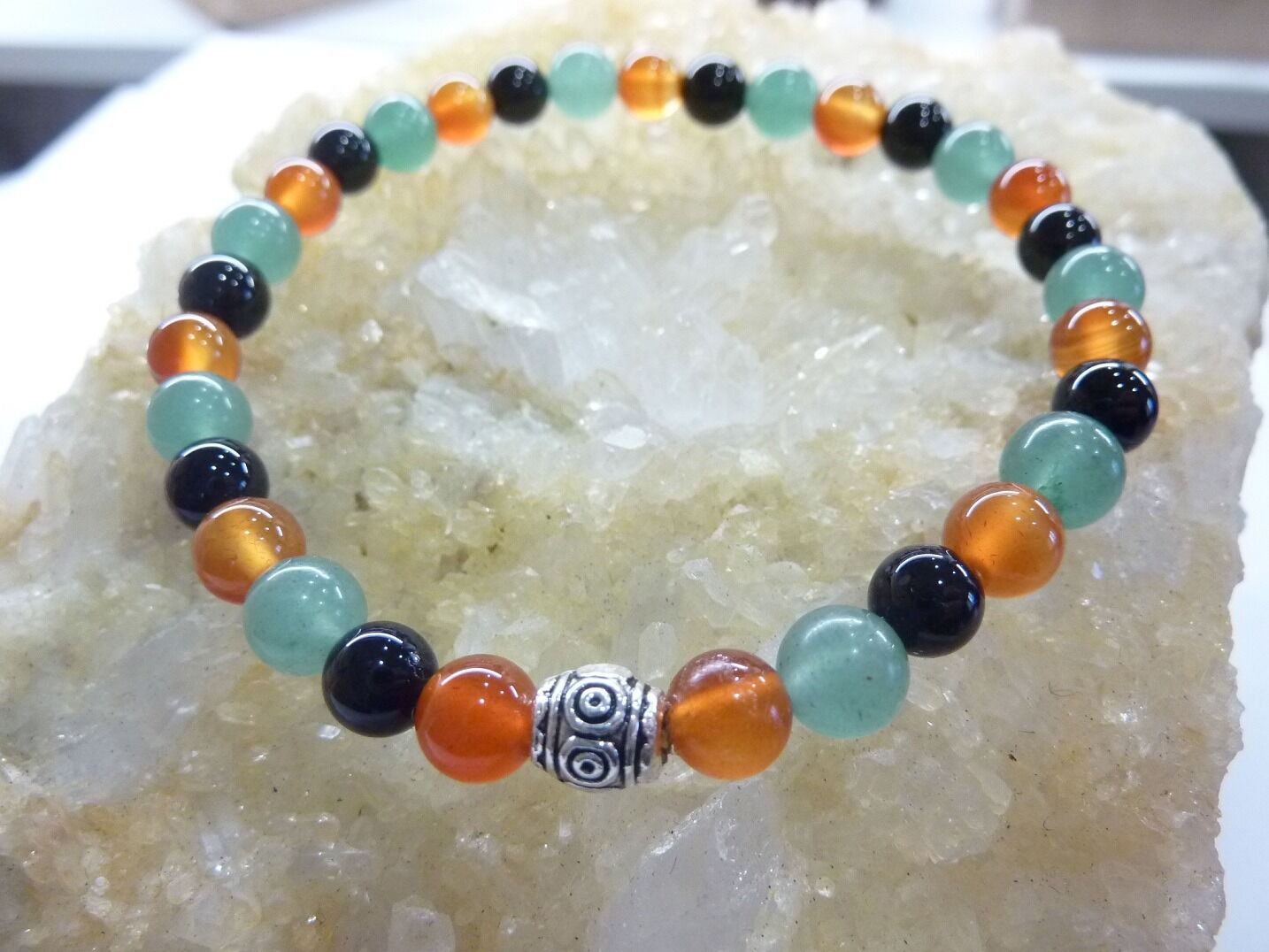 Bracelet Tourmaline noire-cornaline-aventurine verte