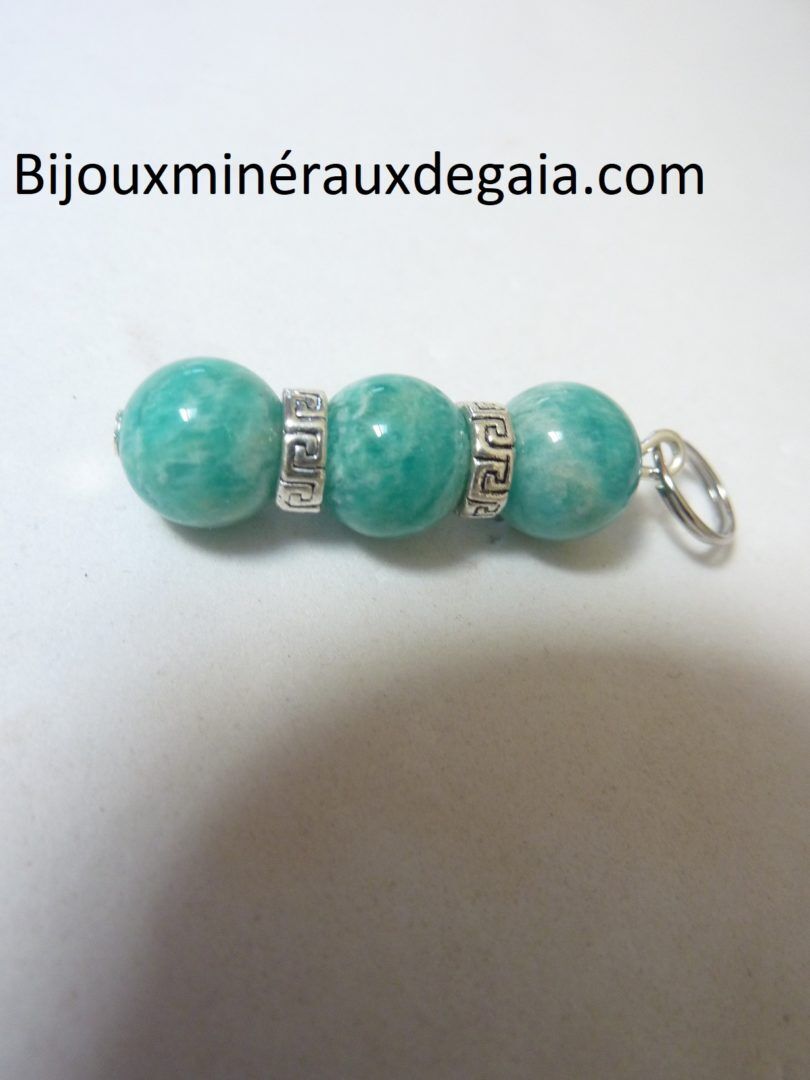 Pendentif Amazonite perles rondes 8 mm
