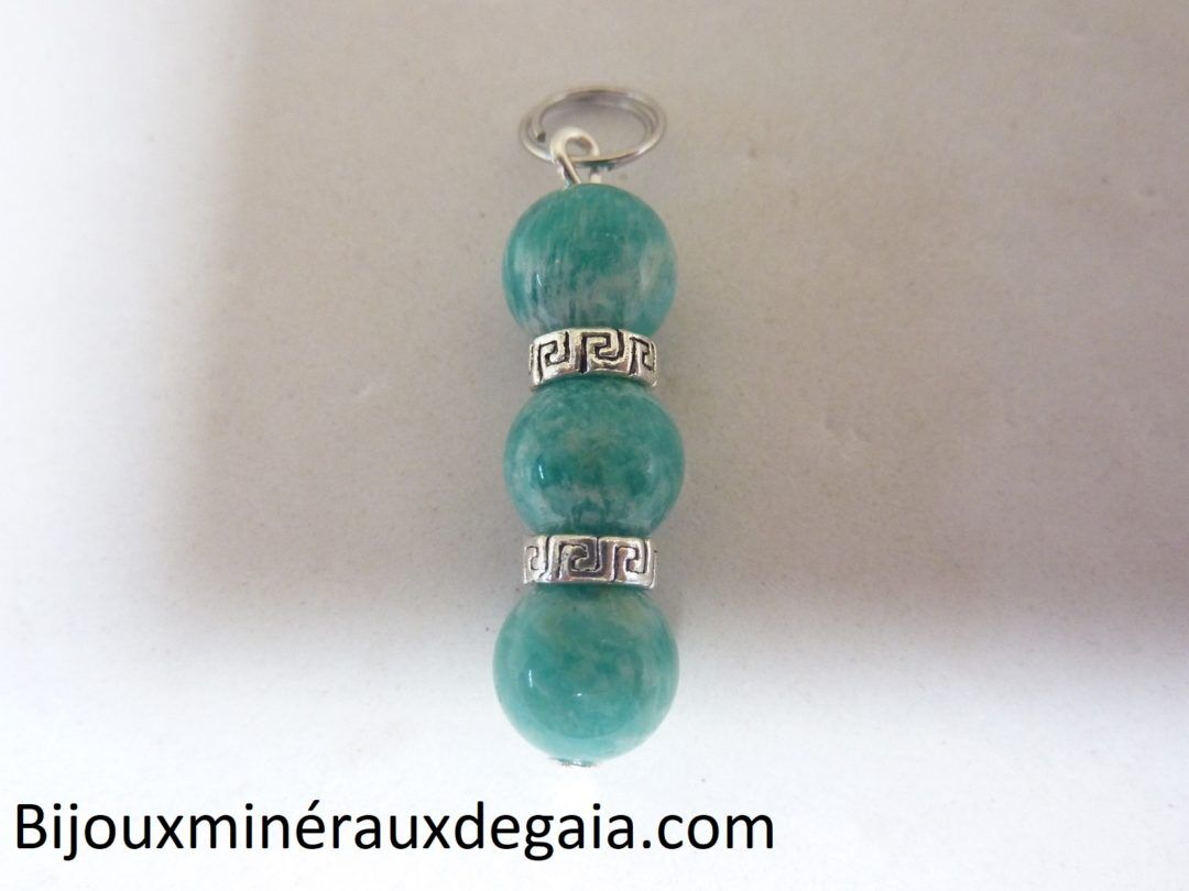 Pendentif Amazonite perles rondes 8 mm
