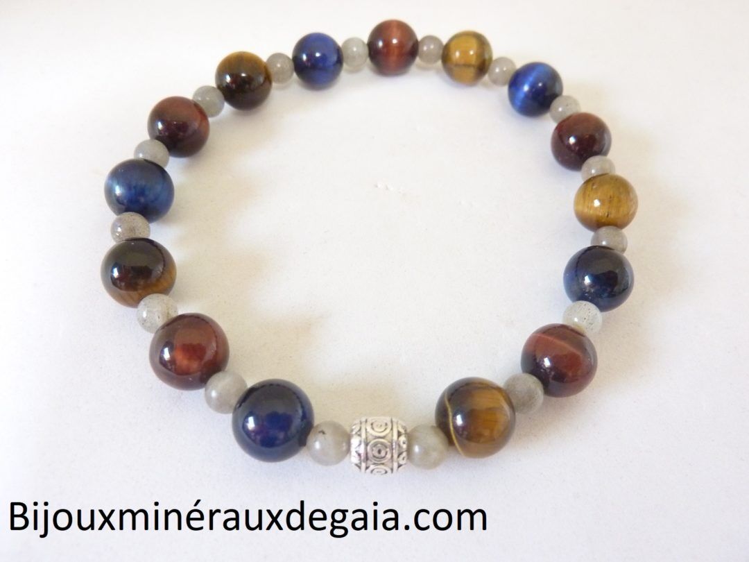 BRACELET OEIL DE TIGRE-FAUCON-TAUREAU-LABRADORITE