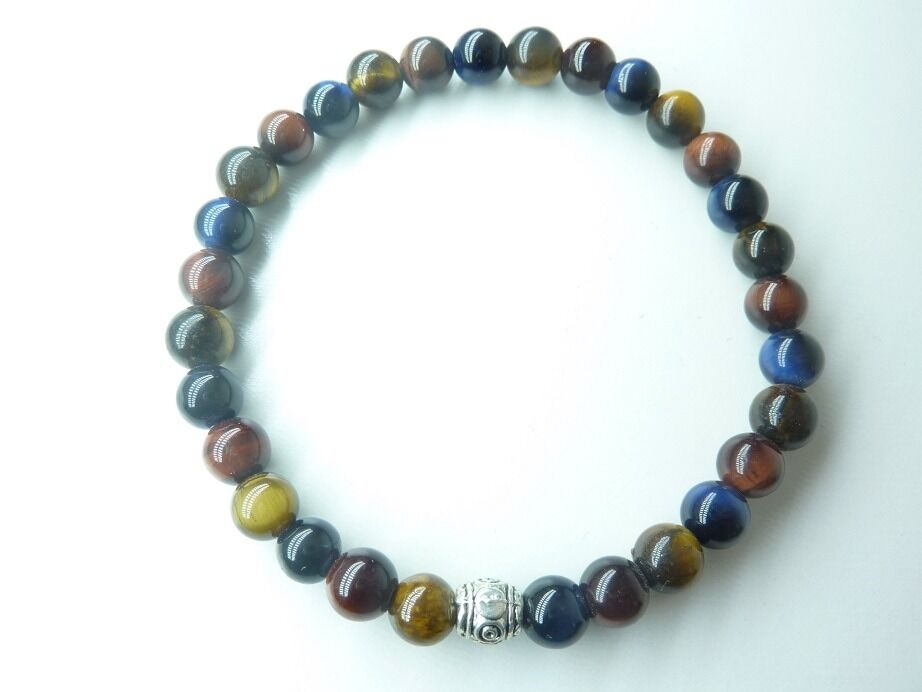 Bracelet Oeil de tigre-oeil de Faucon-oeil de Taureau-Perles rondes 6 mm