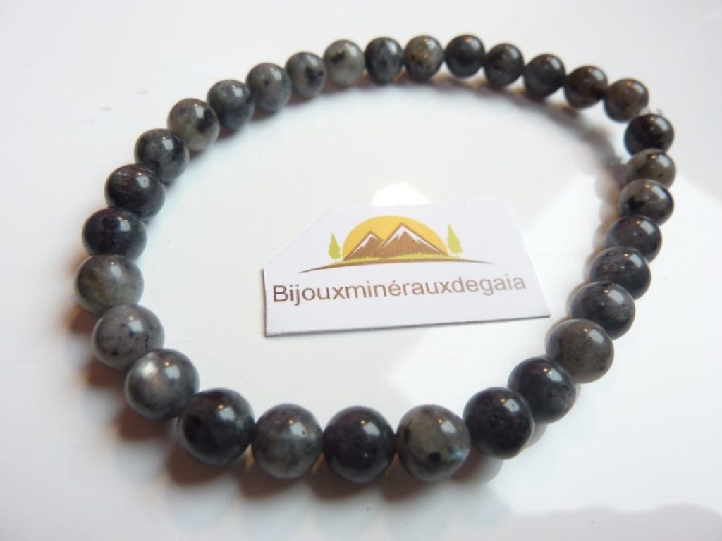 Bracelet Labradorite-Larkivite-Perles rondes 6 mm