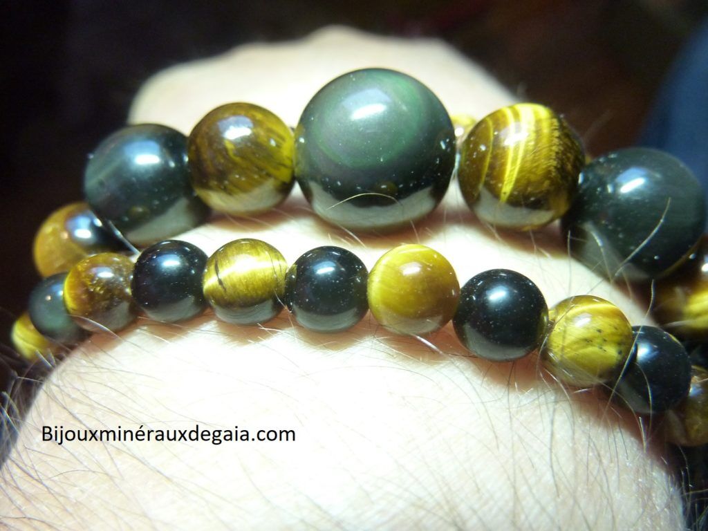 Bracelet-Collier Obsidienne Oeil céleste-Oeil de tigre