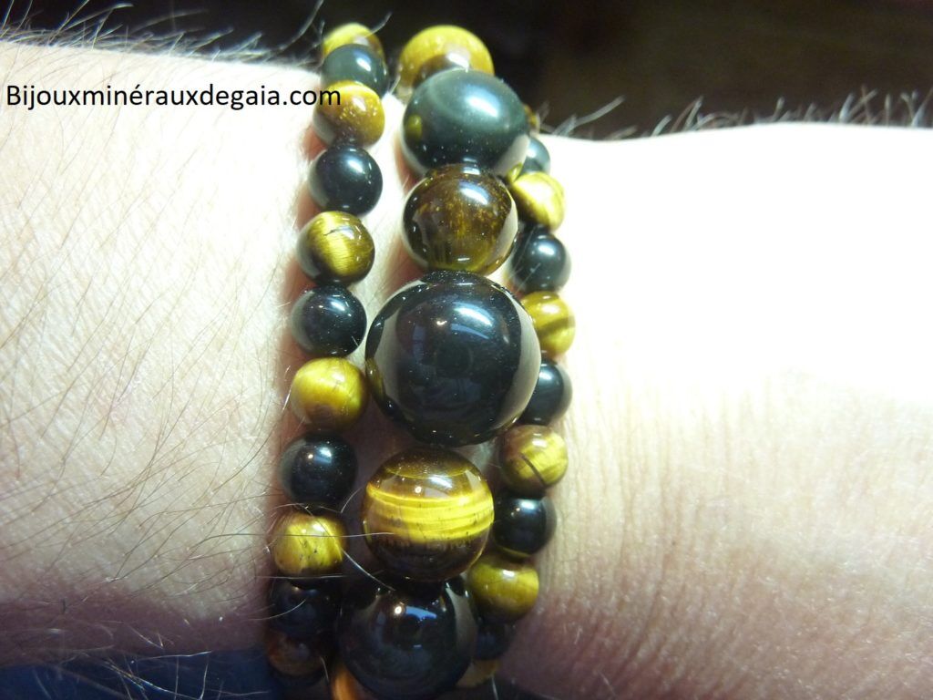 Bracelet-Collier Obsidienne Oeil céleste-Oeil de tigre