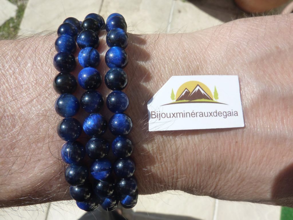 Collier-bracelet Oeil de faucon-perles rondes 6 mm