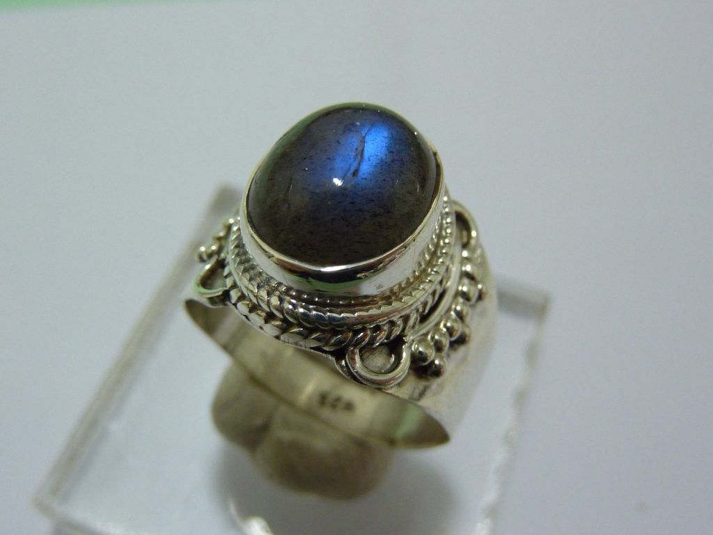 BAGUE EN LABRADORITE & ARGENT 925 TAILLE 56 NP 7451