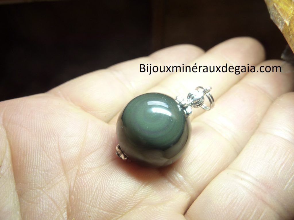 Pendentif Obsidienne oeil céleste ref 1722