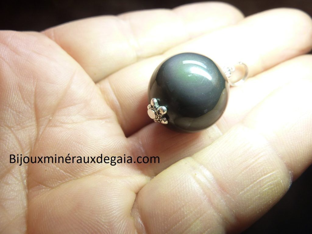 Pendentif Obsidienne oeil céleste ref 1722