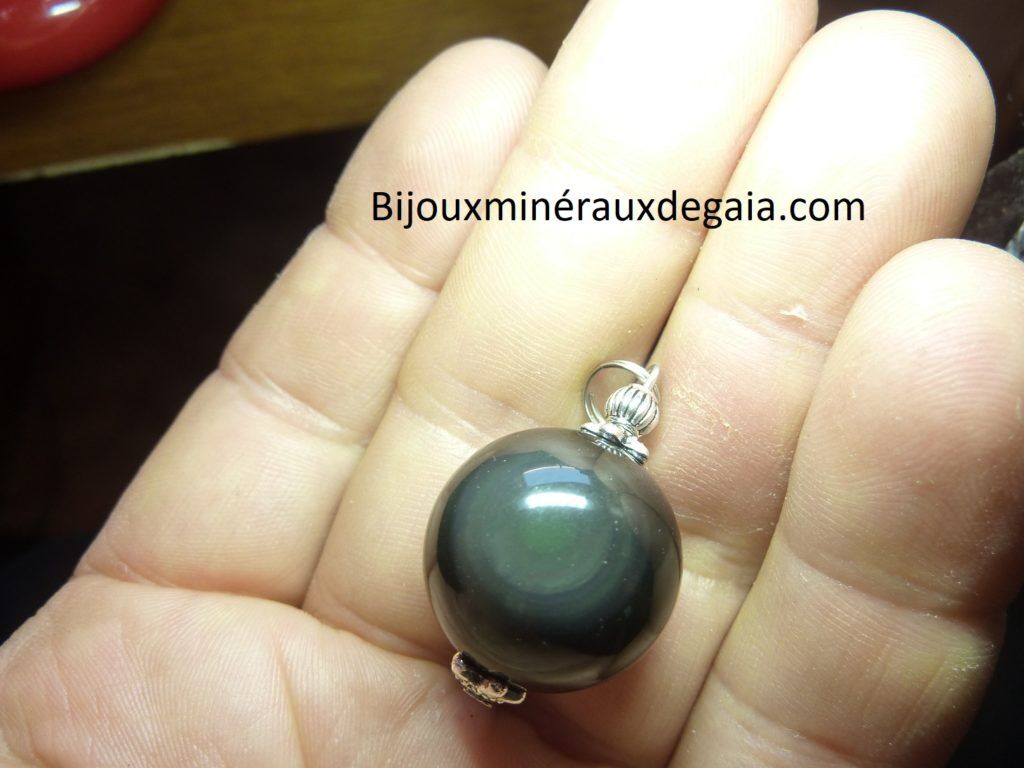 Pendentif Obsidienne oeil céleste ref 3664