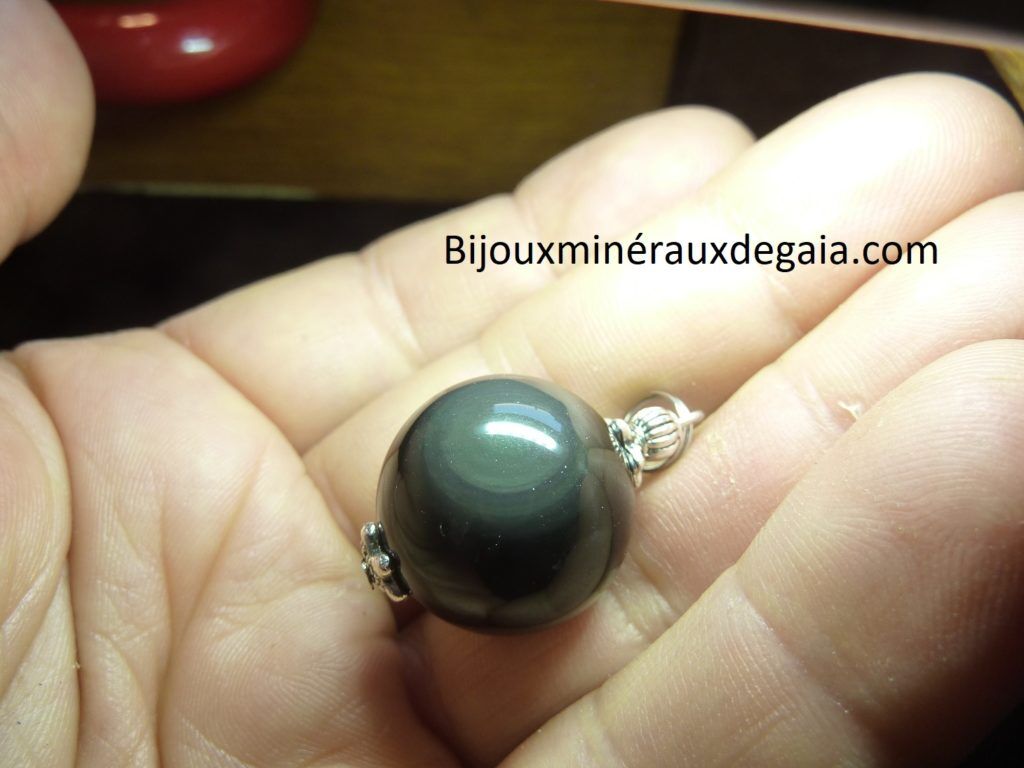 Pendentif Obsidienne oeil céleste ref 3664