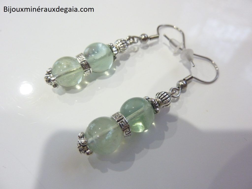 Boucles d'oreilles Fluorite-Perles rondes 8 mm