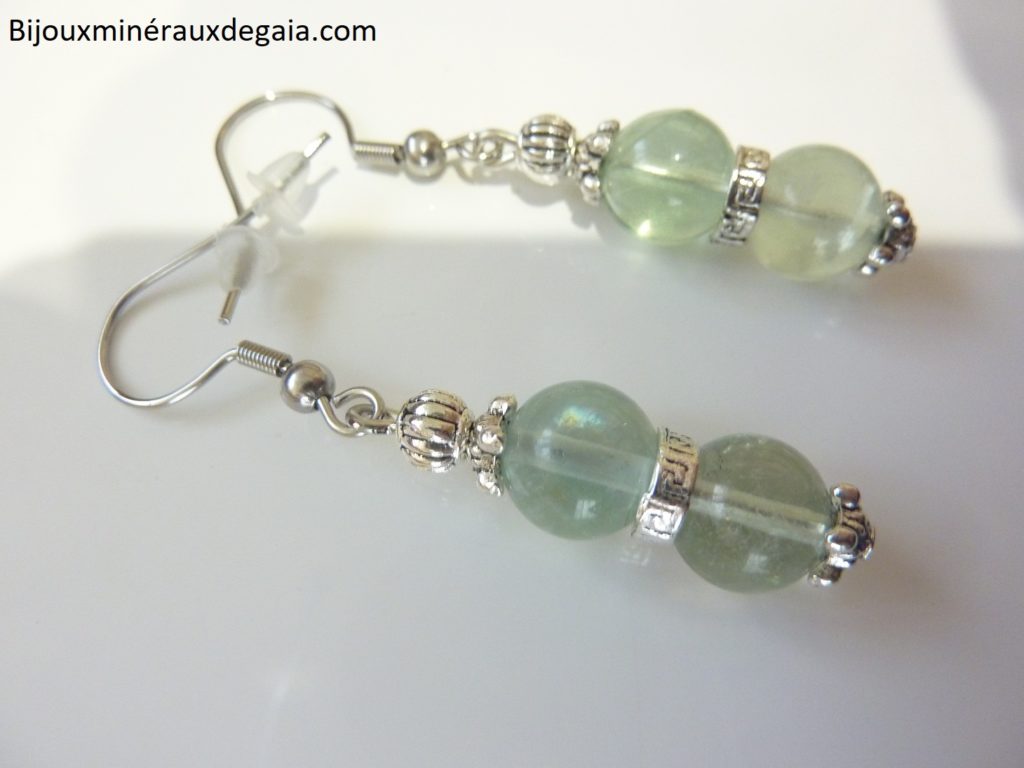 Boucles d'oreilles Fluorite-Perles rondes 8 mm