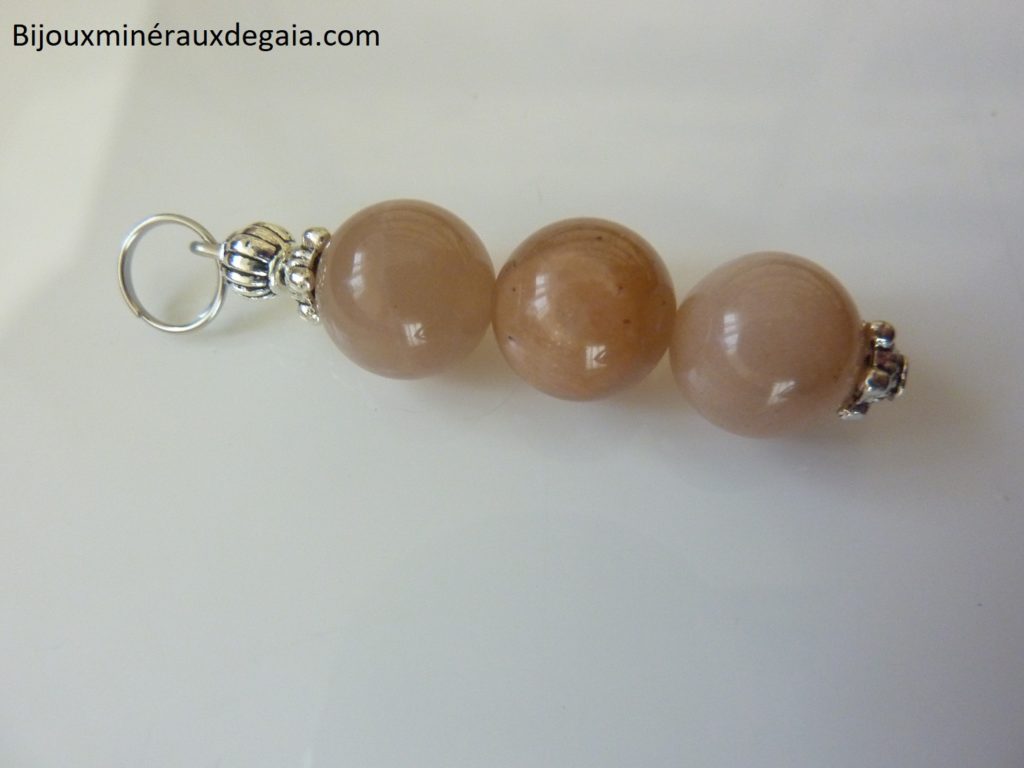 Pendentif pierre de soleil-Perles rondes 10 mm