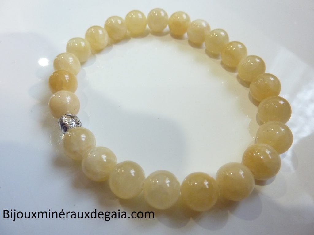 Bracelet Calcite orange - Perles rondes 8 mm