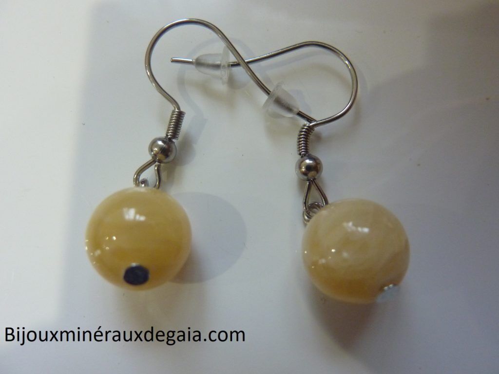 Boucles d'oreilles Calcite orange - Perles rondes 10 mm