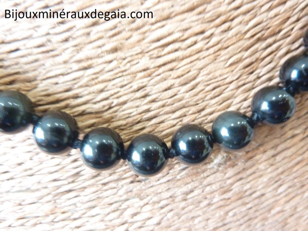Collier Obsidienne oeil céleste-Perles rondes 8 mm