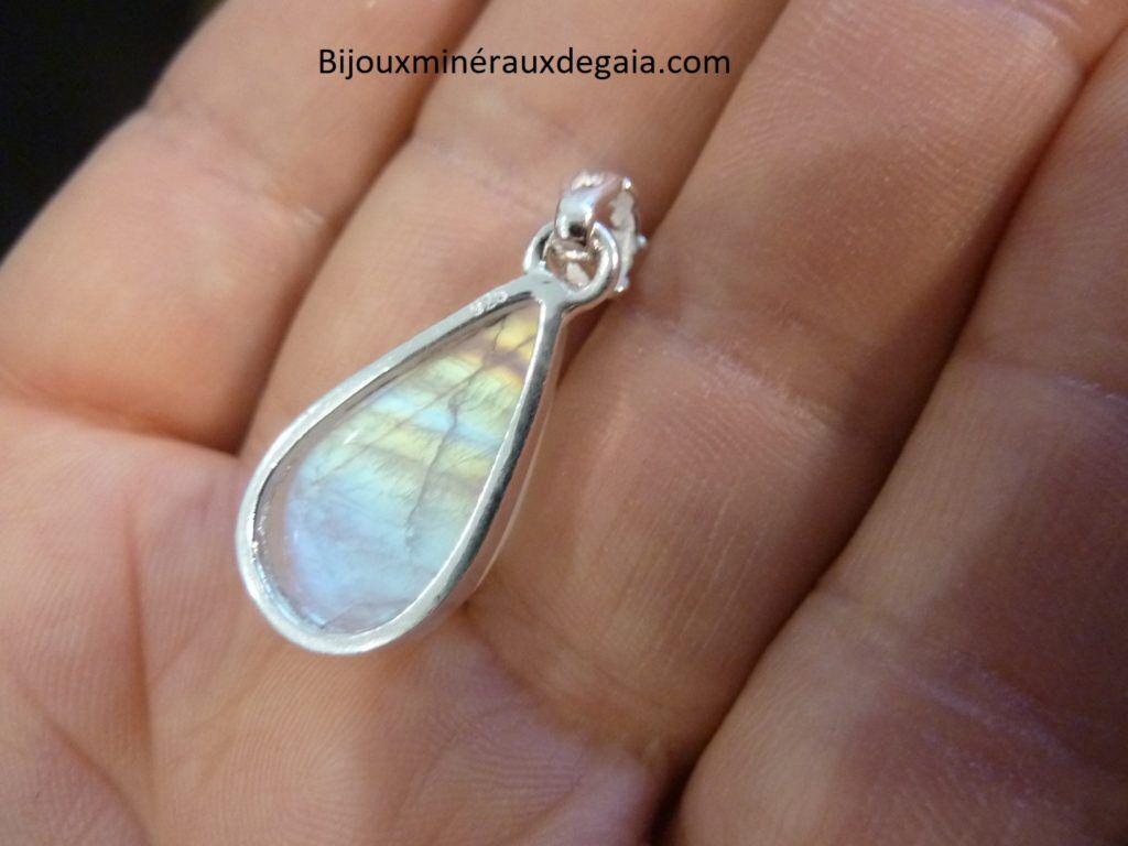 Pendentif Pierre de lune monture argent 925 Ref 9581