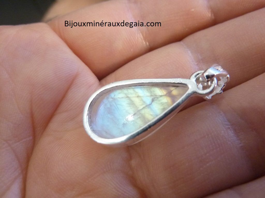 Pendentif Pierre de lune monture argent 925 Ref 9581