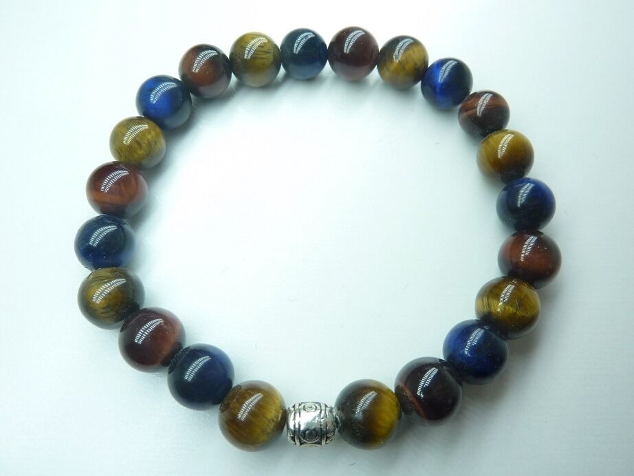 Bracelet oeil de tigre-oeil de Faucon-oeil de Taureau-Perles rondes 8 mm