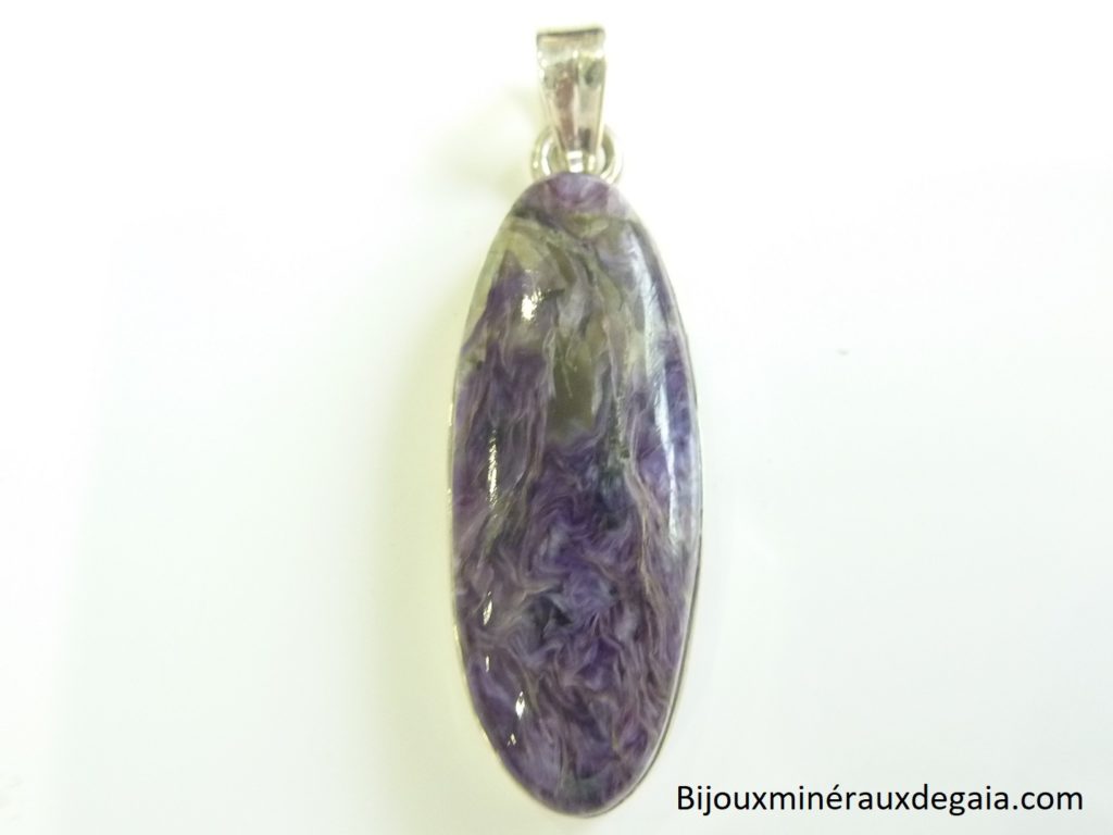 Pendentif Charoite monture argent 925 ref 1603