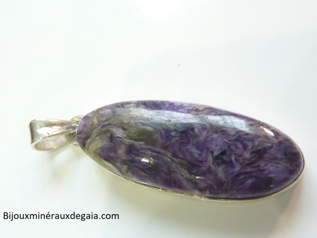 Pendentif Charoite monture argent 925 ref 1603