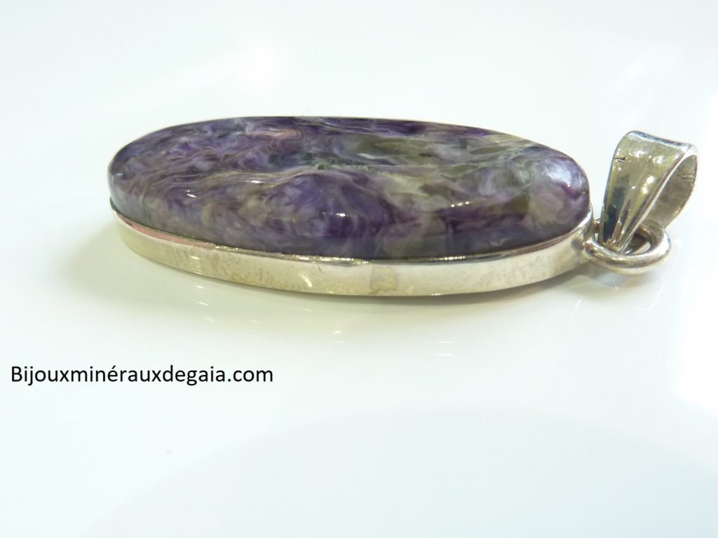 Pendentif Charoite monture argent 925 ref 1603