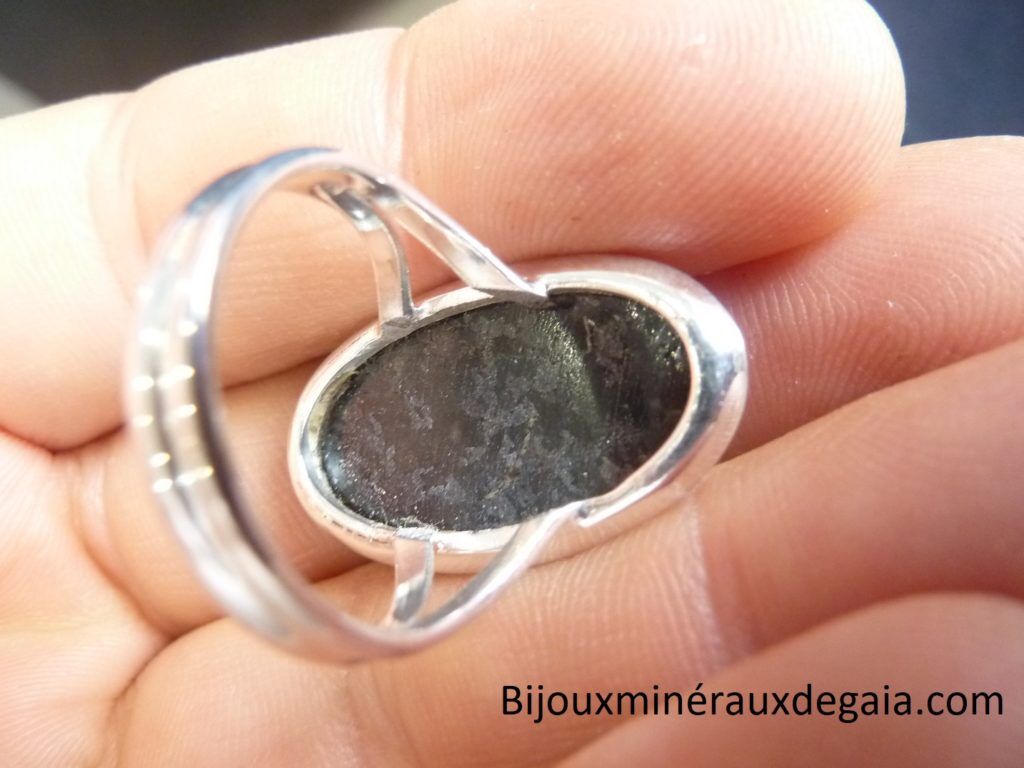 Bague Nuummite monture argent 925 taille 58 1/2 ref 5686