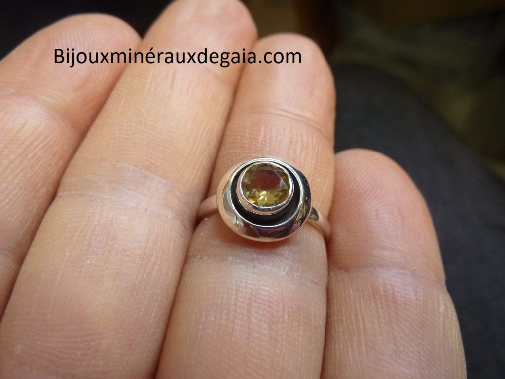 Bague citrine monture argent 925 taille 55 Ref 2554