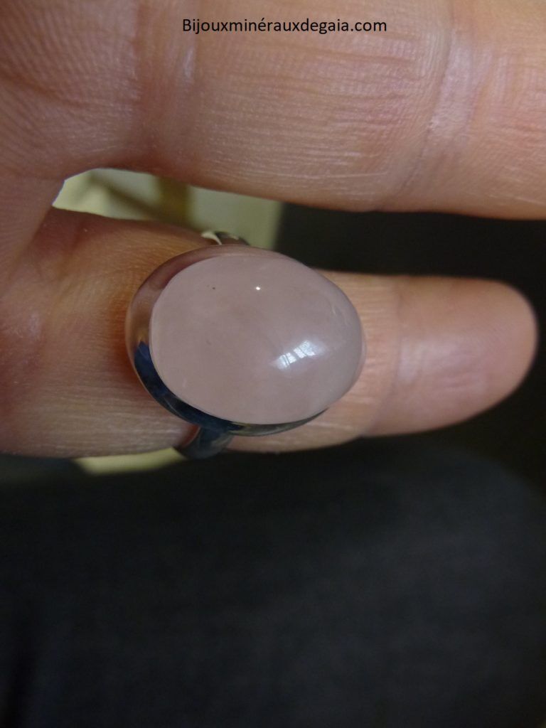 Bague quartz rose monture argent 925 taille 57 3/4 ref 3621
