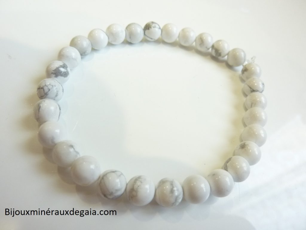 Bracelet Howlite - Perles rondes 6 mm