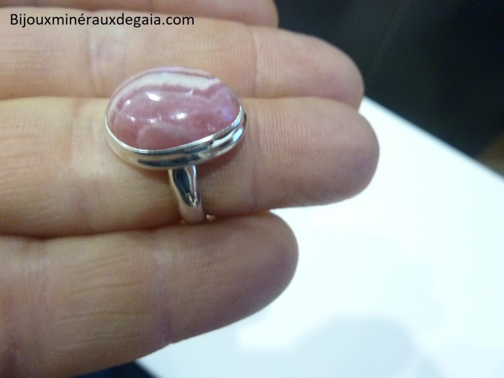 Bague Rhodochrosite Monture argent 925 taille 52 3/4 ref 7368
