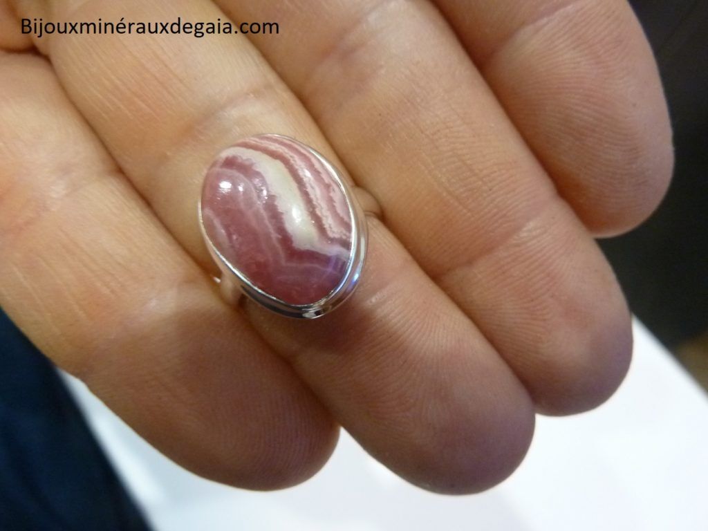 Bague Rhodochrosite Monture argent 925 taille 52 3/4 ref 7368