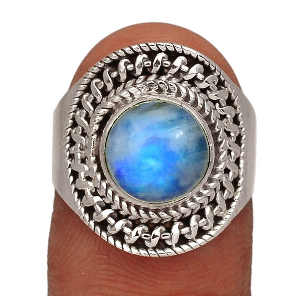 BAGUE PIERRE DE LUNE MONTURE EN ARGENT 925.TAILLE 55 1/4 REF 8824