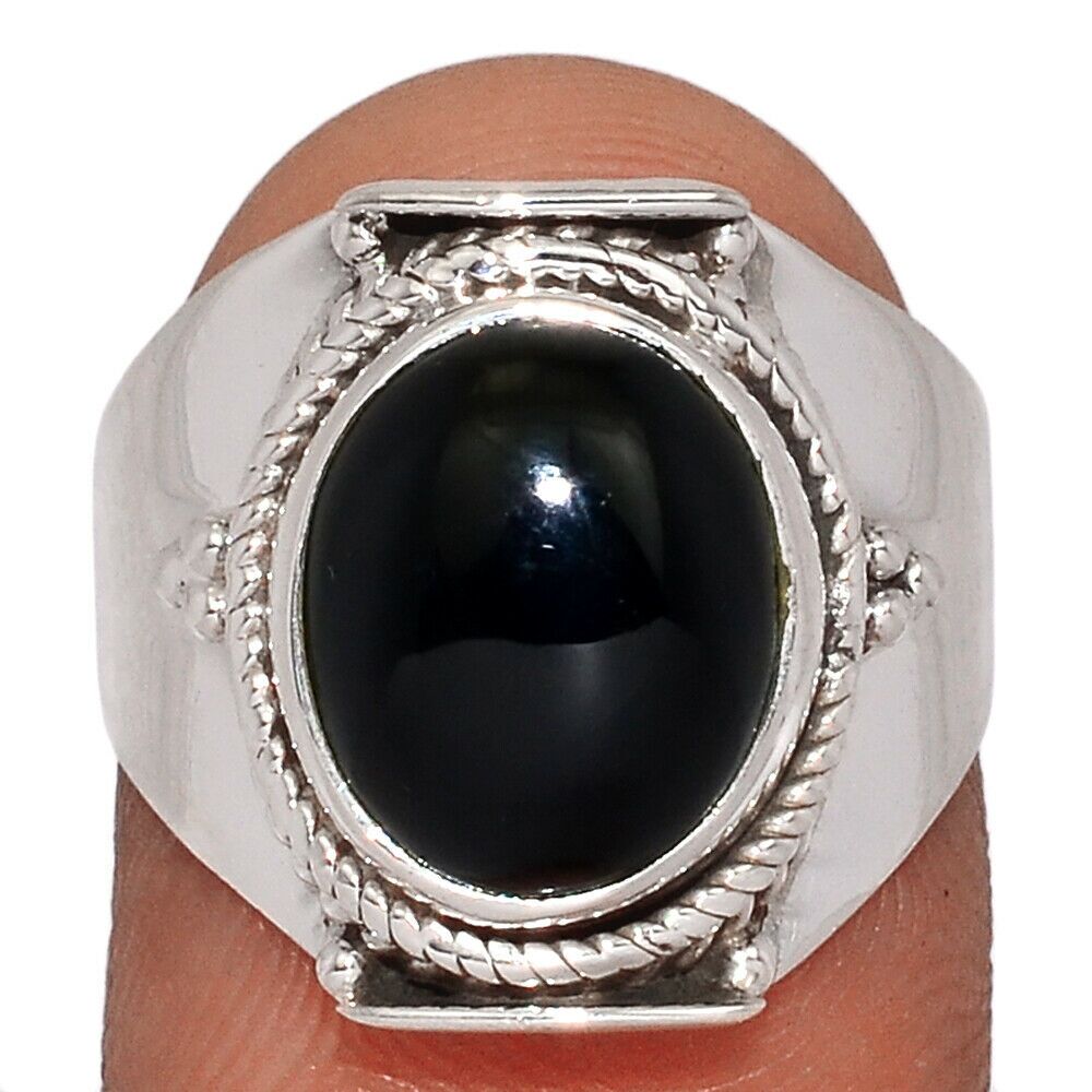 Bague obsidienne noire argent 925 taille 56 1/2 ref 1665
