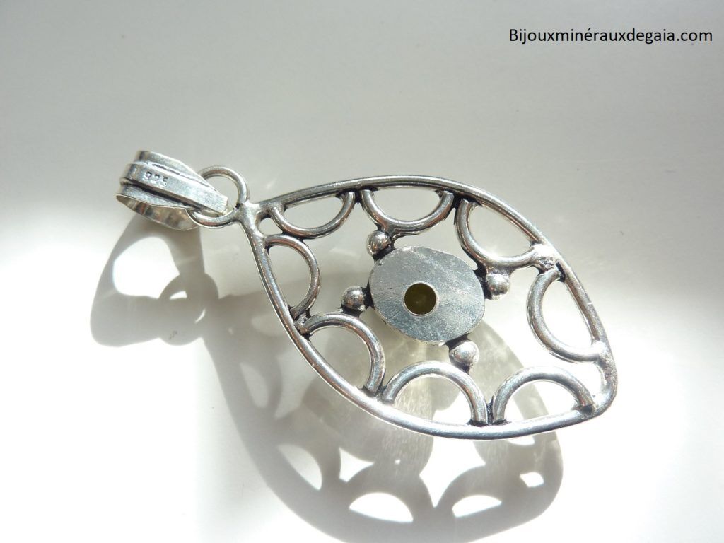 Pendentif citrine monture argent 925 Ref 9118