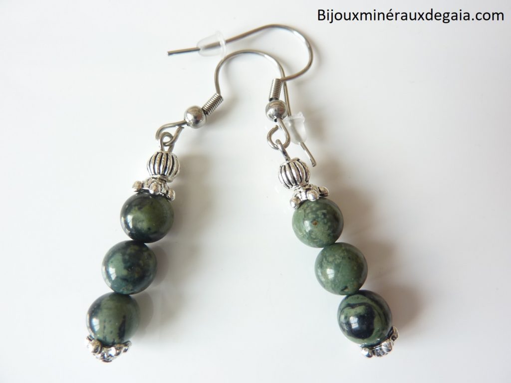 Boucles d'oreilles Jaspe Kambamba Perles rondes 6 mm