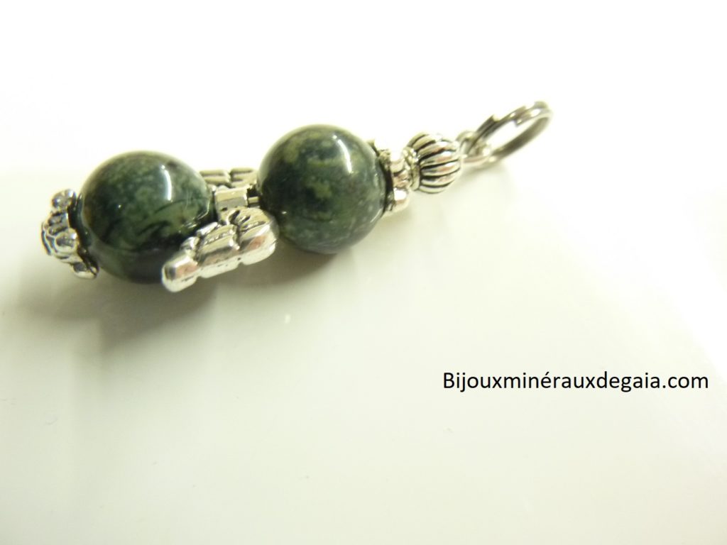 PENDENTIF JASPE KAMBAMBA ANGE - Perles rondes 8 mm