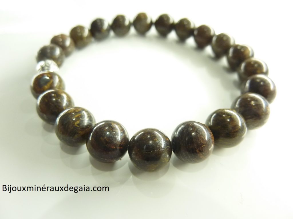 Bracelet Bronzite - perles rondes 8 mm