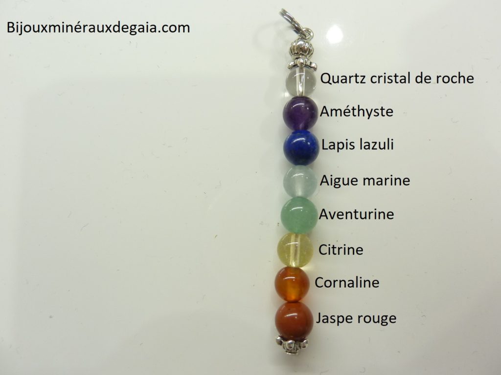 Pendentif 7 CHAKRAS - perles rondes 6 mm