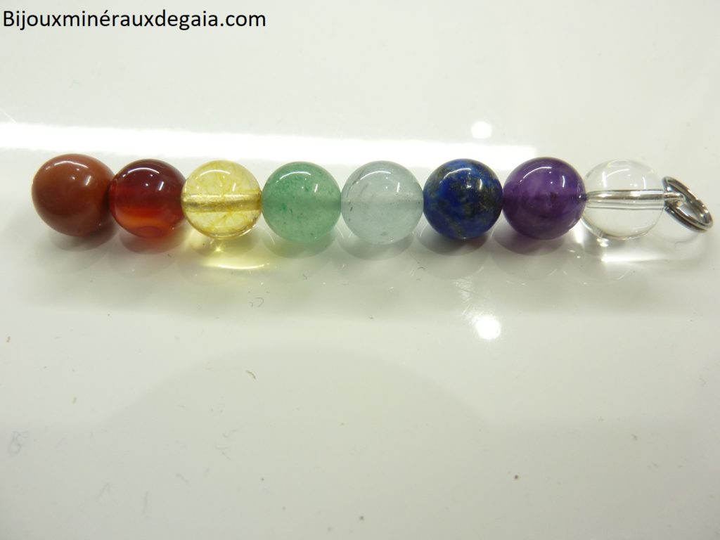 Pendentif 7 CHAKRAS - perles rondes 8 mm