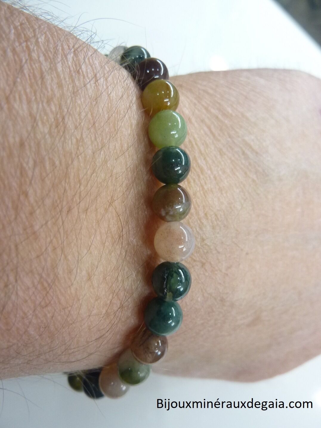 Bracelet agate Indienne – Perles rondes 6 mm