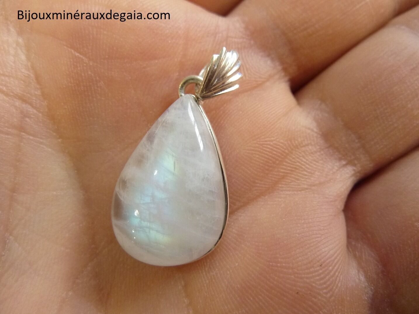 Pendentif Pierre de lune Monture argent 925 Ref 8003