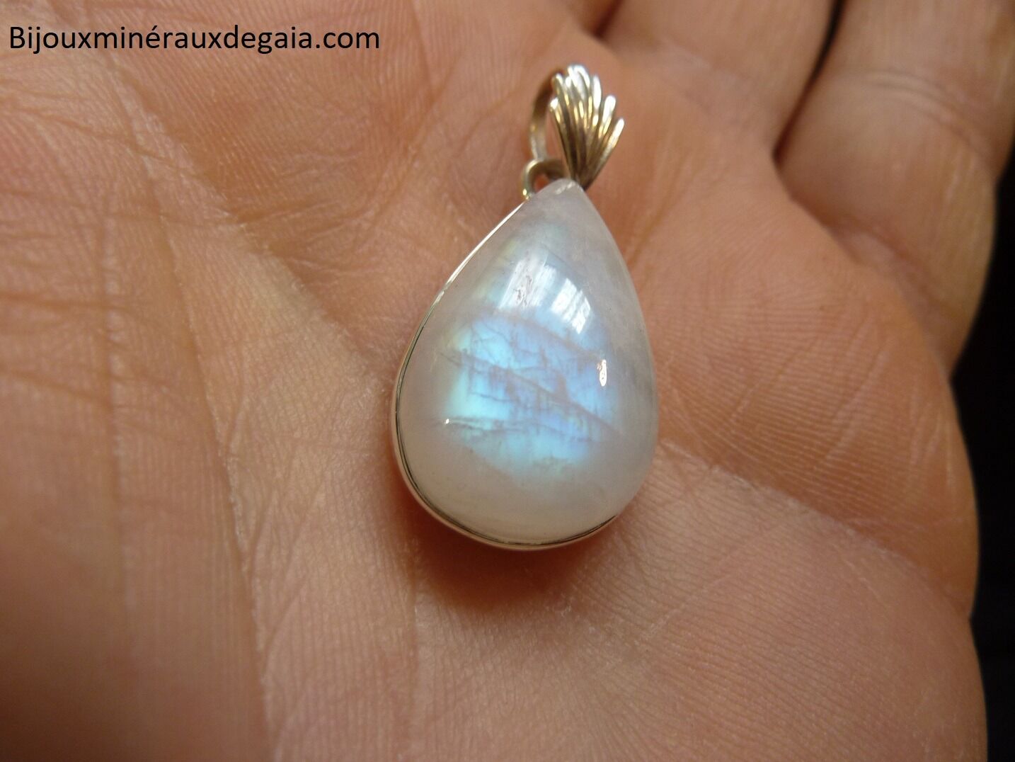 Pendentif Pierre de lune Monture argent 925 Ref 8003