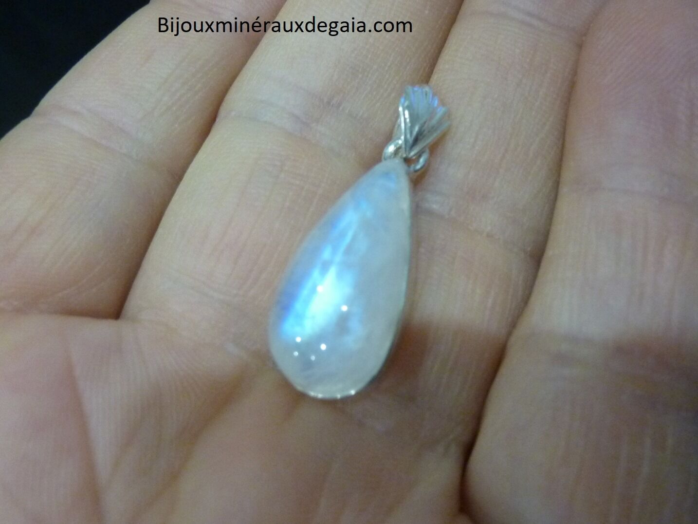 Pendentif Pierre de lune Monture argent 925 Ref 8973