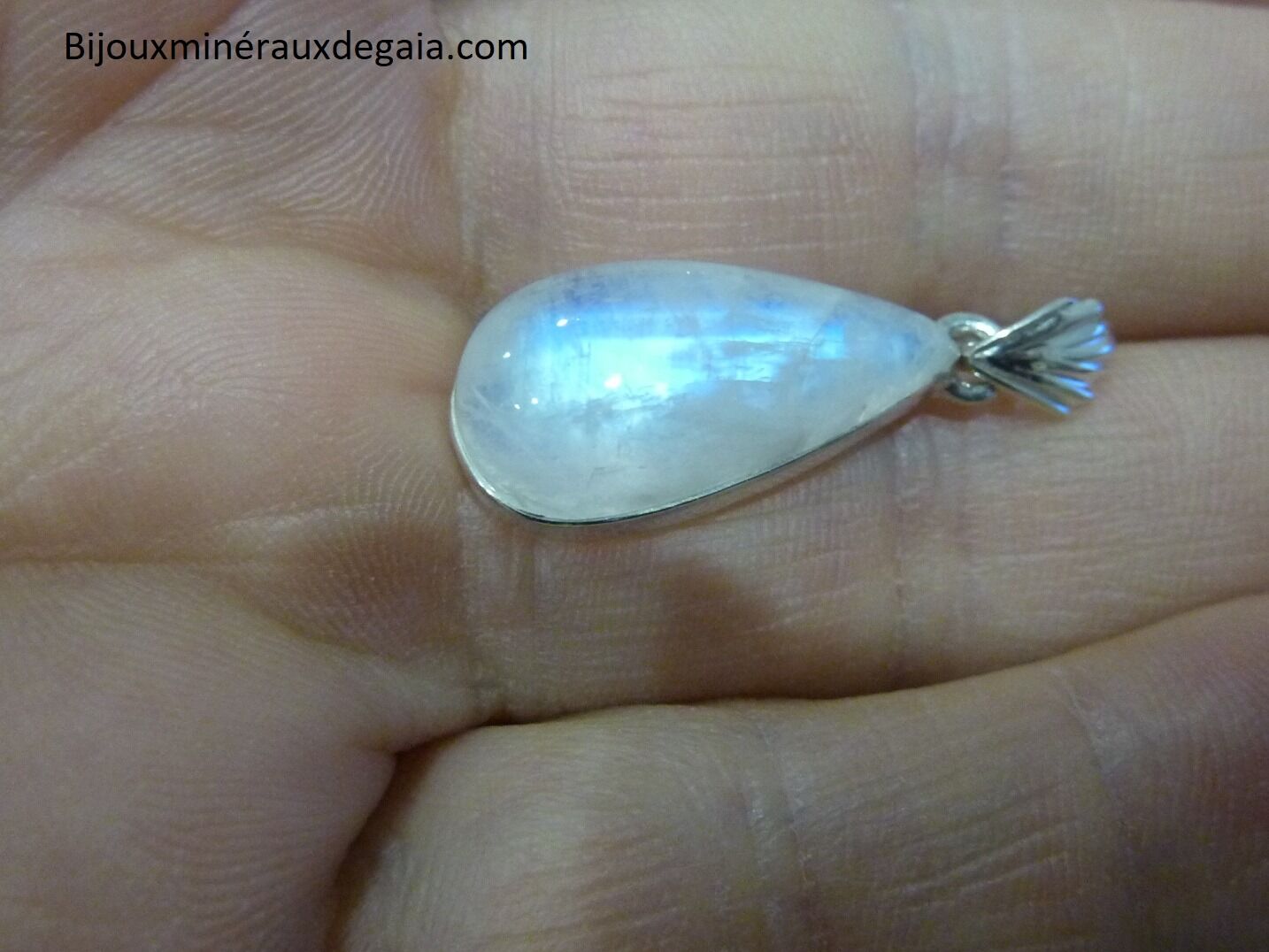 Pendentif Pierre de lune Monture argent 925 Ref 8973