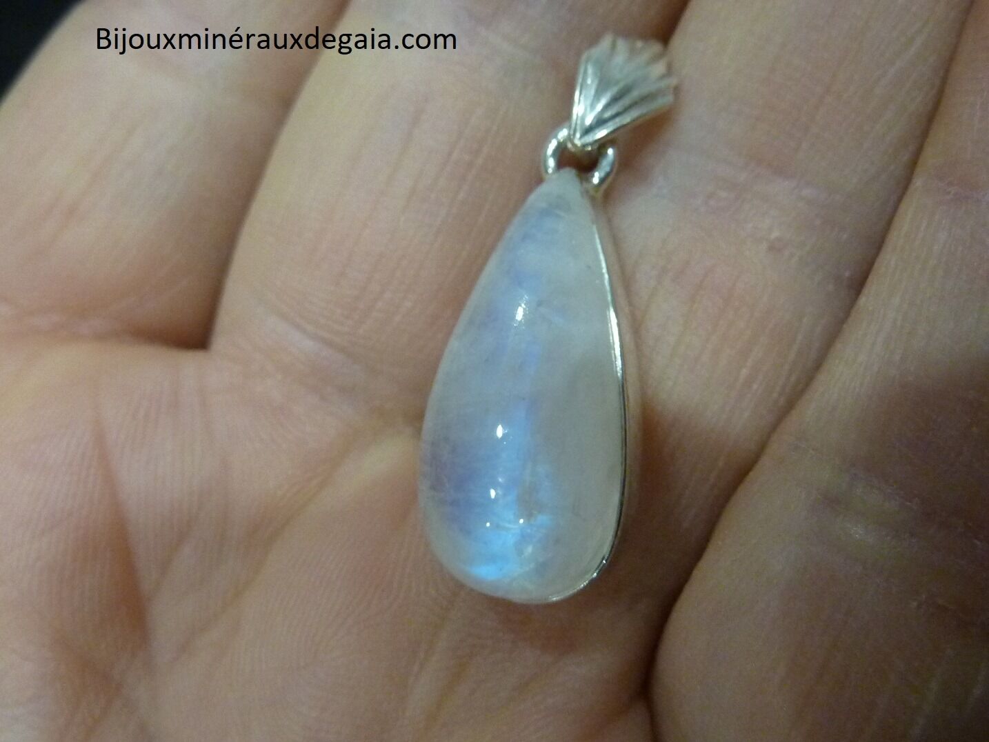 Pendentif Pierre de lune Monture argent 925 Ref 8973