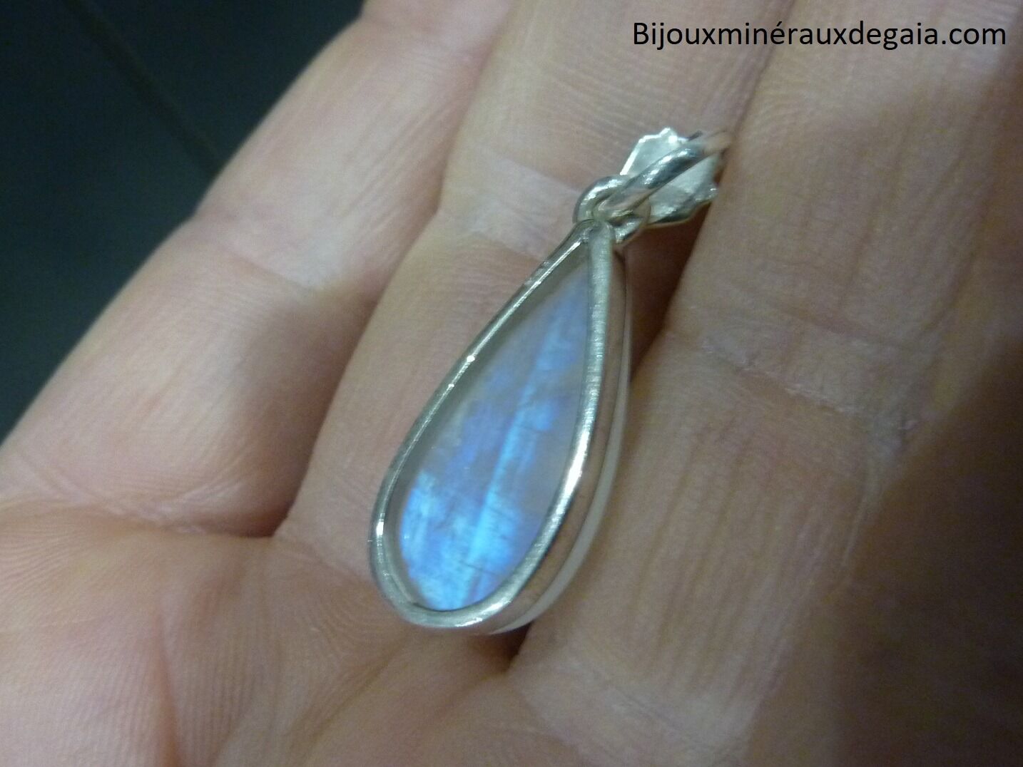 Pendentif Pierre de lune Monture argent 925 Ref 8973