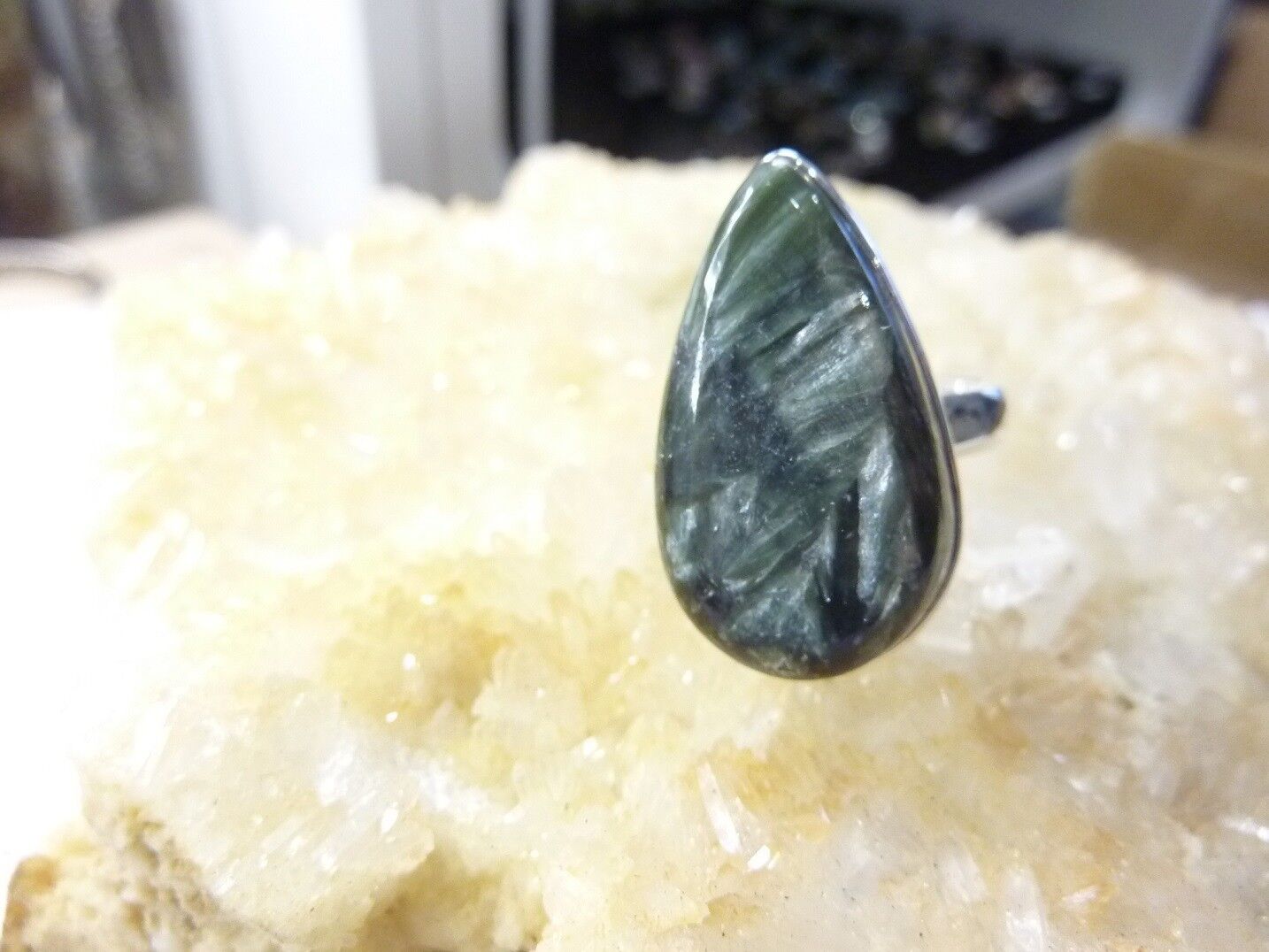 Bague séraphinite taille 55 monture argent 925 ref 3053