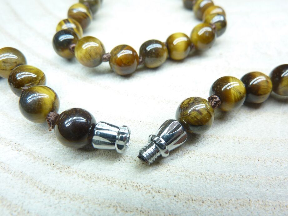 Collier Oeil de tigre - perles rondes 6 mm L 62 cm